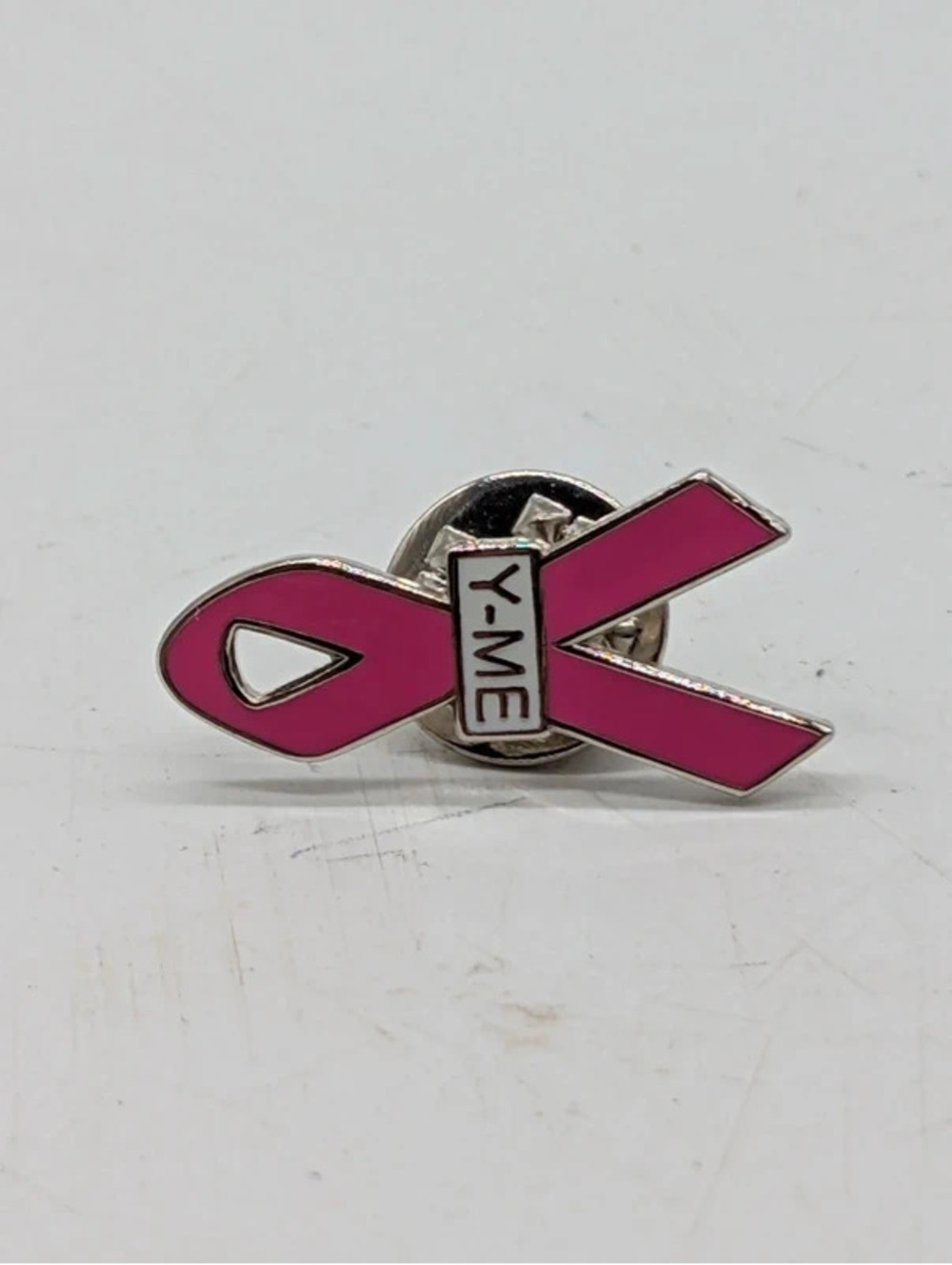 Vintage Y-ME Pink Ribbon Breast Cancer Awareness Enamel Lapel Pin